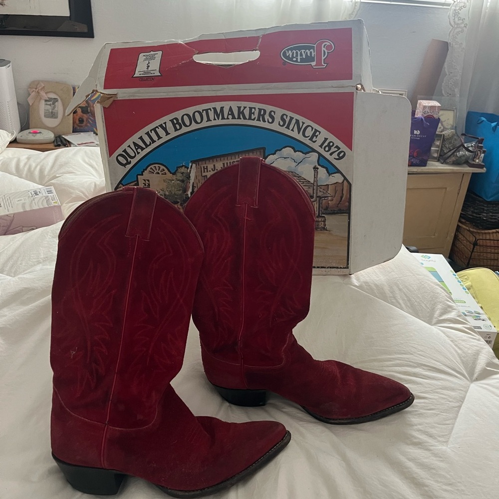 Justin Boots Red Ankle Boots